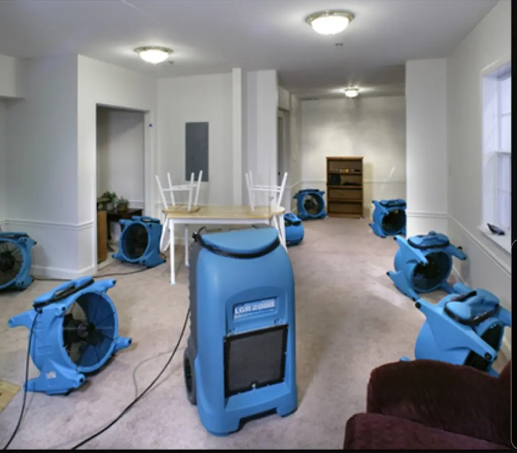 Air movers and dehumidifier setup for Water Extraction & Removal in Rib Mountain